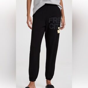 Freecity Black Joggers with Yellow Accent